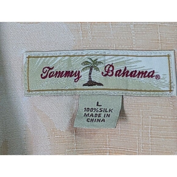 Tommy Bahama Hawaiian Button Shirt Mens Large Silk Orange S/S Palm Trees Floral - Picture 8 of 10
